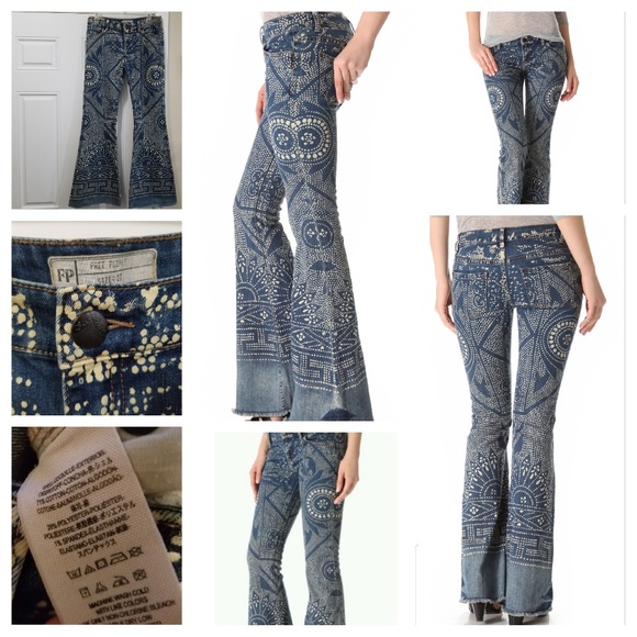 Free People Denim - Free people bali flare henna print denim jean